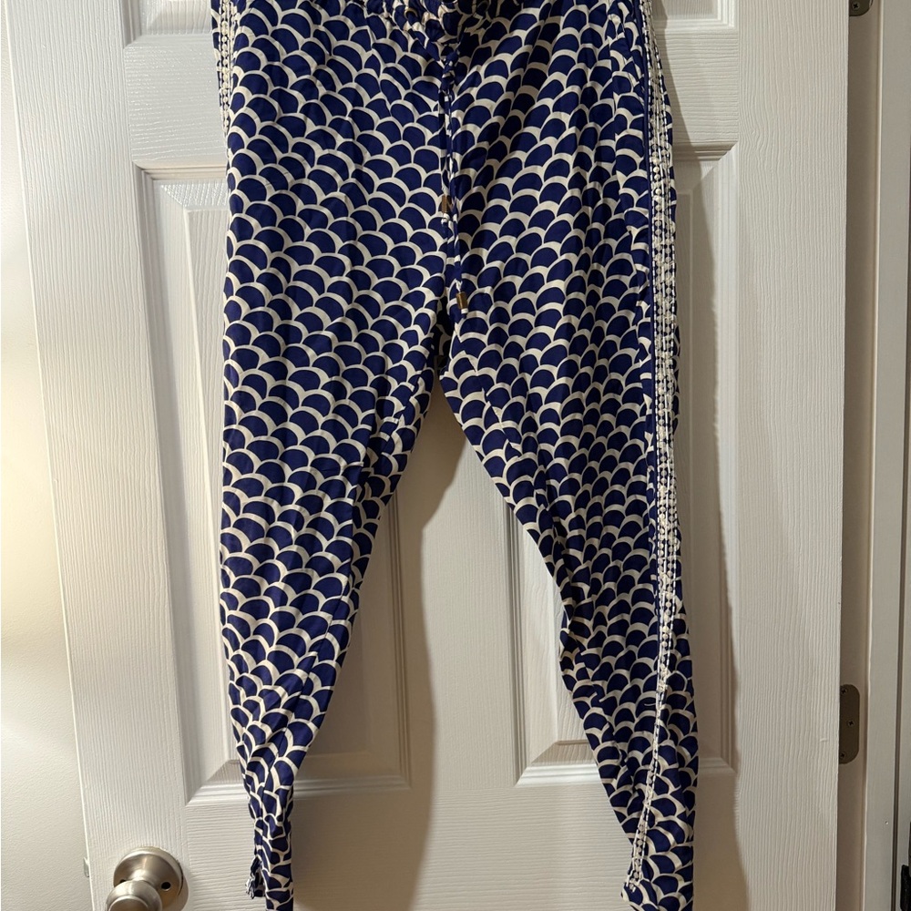 Blue and White Patterned Pants by anthropology